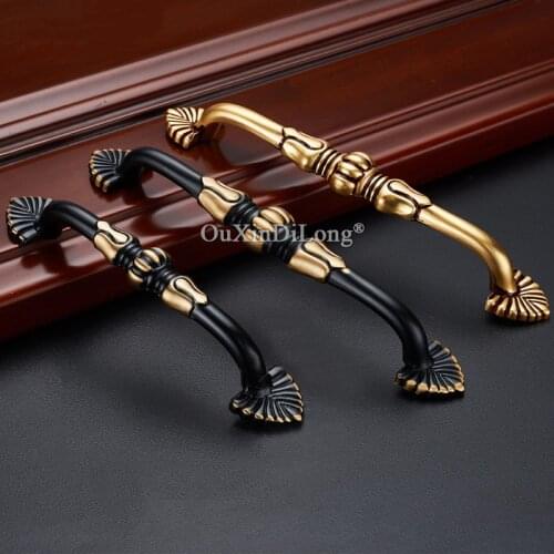 High Quality 10PCS/LOT European Solid Brass Cabinet Pulls Handles Cupboard Wardrobe Drawer Kitchen Cabinet Handles and Knobs