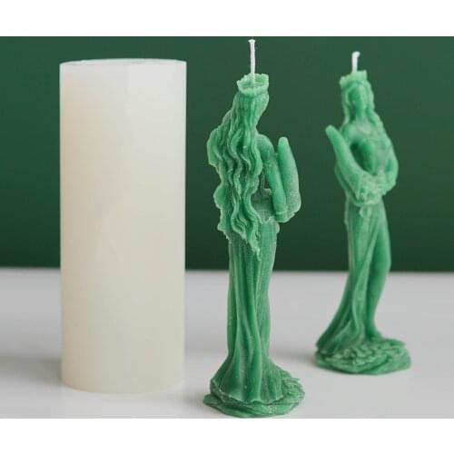 Diy Candles Mould Wax Candles Mold Goddess Of Wealth Aromatherapy Plaster Candle Silicone Mold Hand-made Aroma Wax Soap Molds