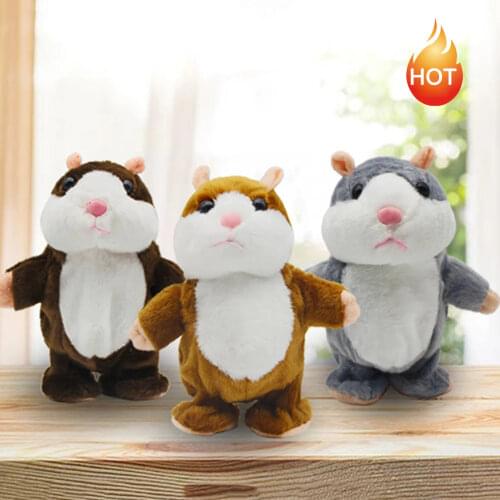 15cm Cute Walking Talking Hamster Plush Animal Doll Funny Sound Record Repeat Voice Changing Educational Toy Pets