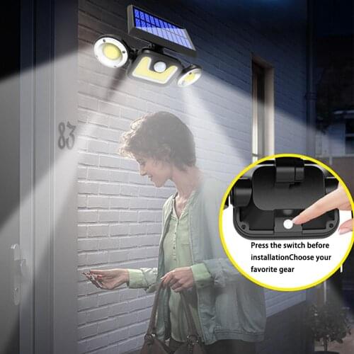 COB Solar Light Motion Sensing Mode Night Light Waterproof Outdoor Solar Lamp for Garden Decoration Wall Light Adjustable Head