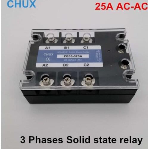 SSR Relay 25a ZG33 325A AC-AC 3 phases SSR 70-280v to 90-480VAC three Phases Solid State Relay