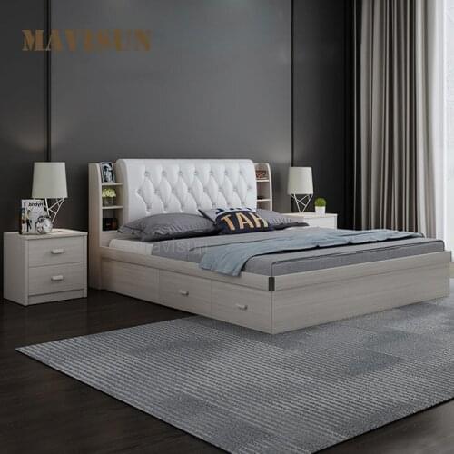 Comfortable High Quality Master Room Double Bed Set 1.5M Upholstered Platform Bed With Storage Space Italian Indoor Furniture