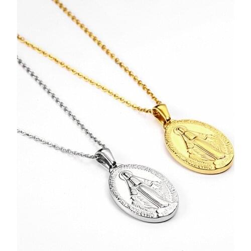 WT-REN012 Virgin of Christ Virgin Mary Pendant Necklace Stainless Steel Medal Necklace Fashion Necklace Religious Jewelry