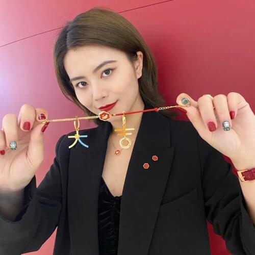 Brand 1:1 new series text design diamond colored crystal earrings simple and atmospheric ladies silver jewelry