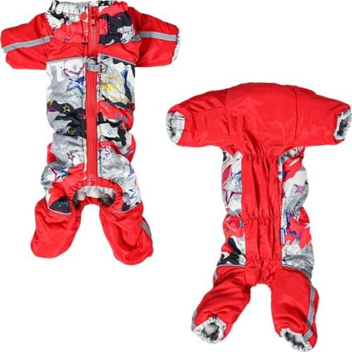 Winter Dog Clothes Fully-Covered Belly Boy/Girl Dog Use Reflective Extra Warm Dog Snowsuit Dog Jacket for Small Dogs