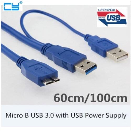 1pcs 5Gbps Micro B USB 3.0 External hard Drive Cable with USB Power Supply For WD Passport Samsung M3 Toshiba SONY ADATA