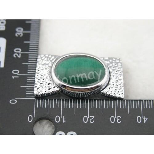 11 Different Colors--3 Sets 15.5x3.5mm Shiny Rhodium Magnetic Clasps with Cabochon Beads for Leather Bracelet Making ----CLP1139