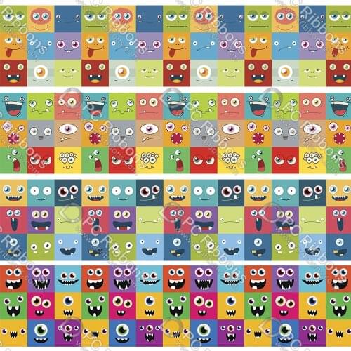 16-75MM Funny Expression Pattern Printed Grosgrain&Sati&16MM Foe DIY Handmade Materials Christmas Wedding Gift Wrap Tape 50yards