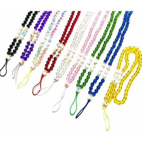 36CM Mobile phone lanyard hanging neck hanging chain Pendant Crystal beads hand made Anti-lost rope foriPhone strap Removable