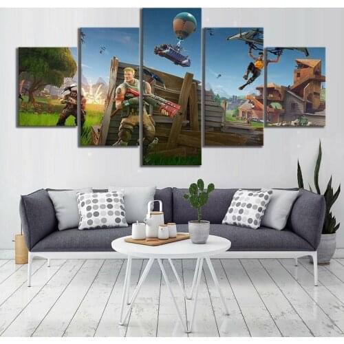 5 Pieces Wall Art Canvas Painting Battle Royale Game Posters Modern Home Painting For Bedroom Decoration Frame Pictures