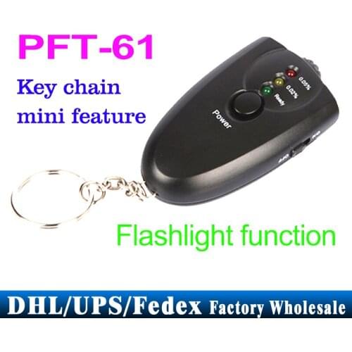 50Pcs/Lot PFT-61 LED Alcohol Tester Keychain Analyzer Breath Breathalyzer