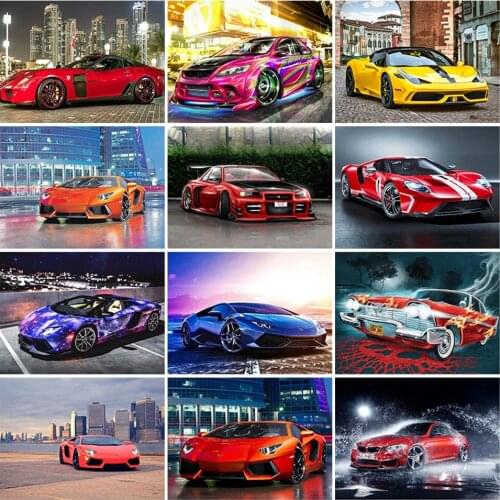5D Diamond Embroidery Sports Car Diamond Painting Scenery Cross Stitch Full Square Racing Car Rhinestones Mosaic Art Home Decor
