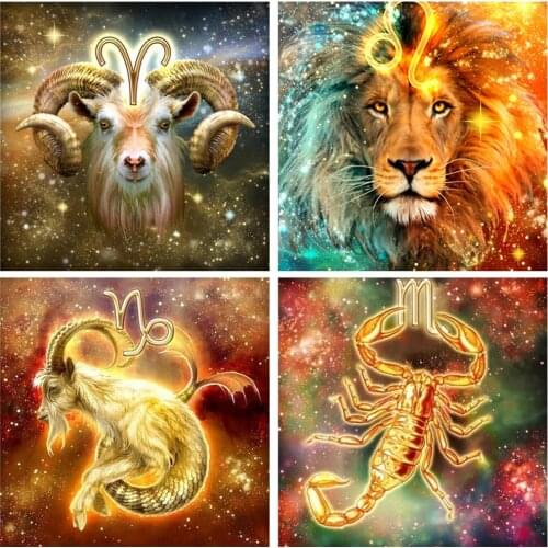 5D Diy Diamond Painting Zodiac Constellation Round Diamond Embroidery Patch Diamond Embroidery Cross Stitch Decorative Painting