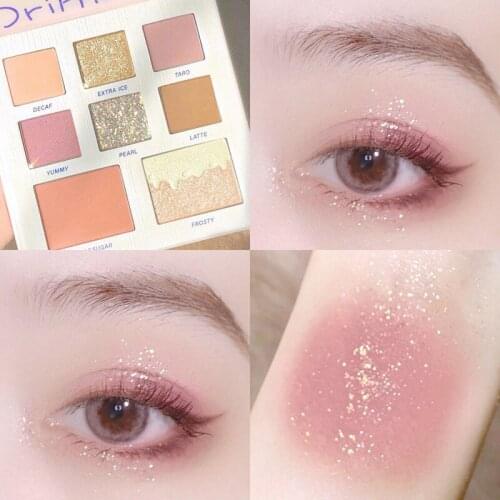 8 Colors Eye Shadow Palette Milk Tea Sequins Glitter Shimmer Matte Eyeshadow Palette Pearlescent Metallic Eye Shadow TSLM1