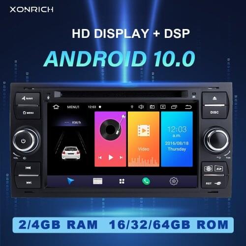 DSP 2 din Android 10 Car Radio For Ford Focus 2 Ford Fiesta Mondeo 4 C-Max S-Max Fusion Transit Kuga Multimedia GPS Navigation