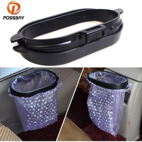 POSSBAY Black Rubbish Bin Car Organizer Trash Bag Rack Automotive Frame Garbage Bag Holder for Audi BMW VW Opel Kia Ford Honda