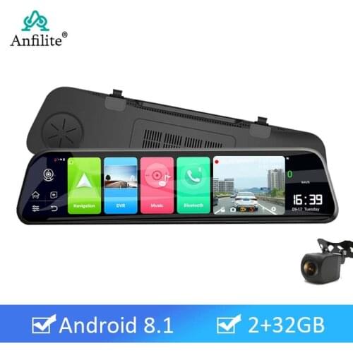 12 "Android 8.1 Car Rearview Mirror Stream Media HD Car Dvr WiFi GPS Navigation 1080P Dash Dual Camera Auto Registrar monitoring