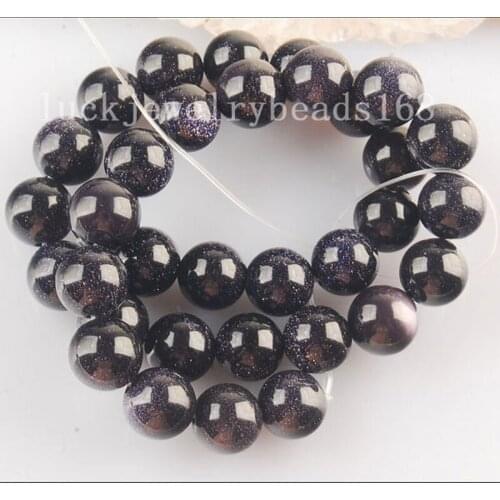 Free shipping Women Fashion Jewelry 12mm Fashion Blue Goldstone Round Loose Beads 15.5" FG6253