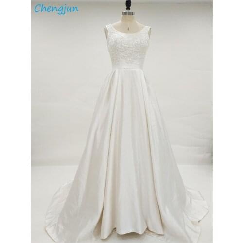 Chengjun Dubai Vintage Glitter Satin Wedding Dress