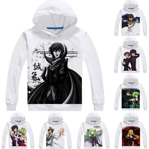 Coolprint Anime Hoodies Code Geass Lelouch of the Rebellion 3D Hoodies Multi-style Hooded Lelouch Lamperouge Cosplay Sweatshirts