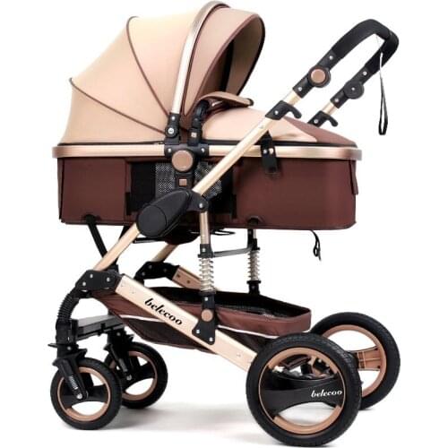 Luxury Lightweight Stroller High Landscape Baby Stroller 3 in 1 Portable Reversible Stroller 3 in 1 Travel Pram Baby Pushchair