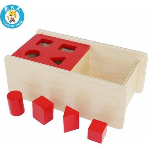 Montessori Shapes Baby Educational Toys Matching Wooden Toys Imbucare Box With Flip Lid