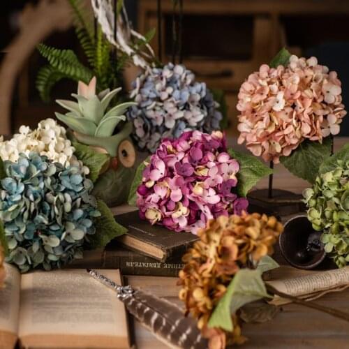 Artificial Hydrangea Silk Flower Single Plastic Artificial Flower Shop Decoration Flower Arrangement Wedding Artificial Flower