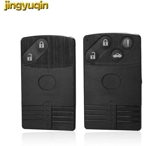 Jingyuqin Smart Card Key Shell For Mazda 5 6 CX-7 CX-9 RX8 Miata MX5 Uncut Blade 2/4 Buttons Remote Key FOB Case Replacement
