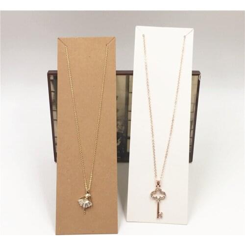 24Pcs Brown White Long Rectangle Shape Necklace Card for Fashion Jewelry Accessories Displays Packaging Kraft Paper Blank Cards