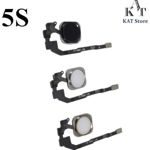 KAT 5PCS Home Button with Flex Cable Ribbon for 5S 5SE Complete Assembly black/white/gold Replacement Parts