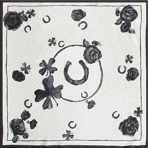 Fashion Silk Scarf For Ladies Letter Floral Print Hijab Silk Shawl Brand Scarf Foulard Square Head Scarves Wraps For Women