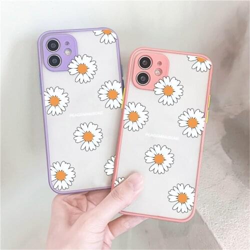 ZUIDID Fashion Trend Daisy Flower Phone Case For iPhone 12 11 Pro MAX X XS XR SE20 6 7 8Plus Shockproof Clear Soft Cover TPU Bag