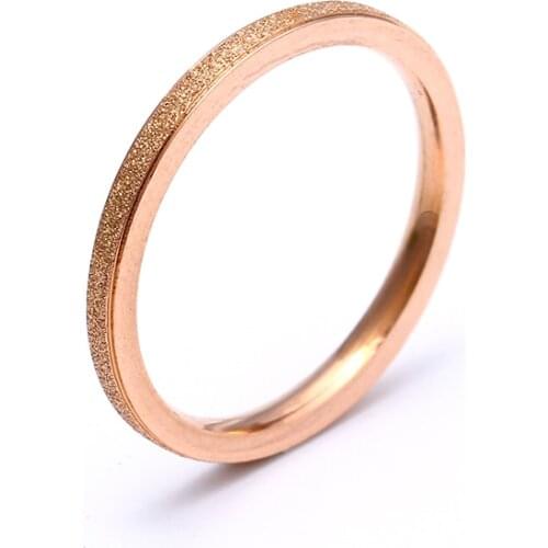 MOREDEAR 2mm Rose Gold Brush Finish Titanium Stainless Steel Ring for Women Tail Ring