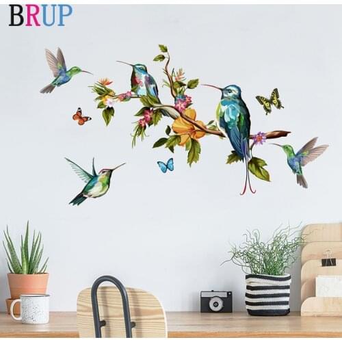Cartoon Hand Painted Parrot Bird Wall Stickers for Kids Room Living Room Wall Decal Baby Nursery Murals Home Decorations Decor