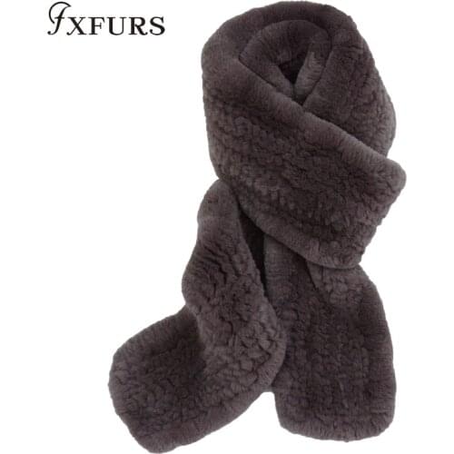 2020 New Unisex Natural Rex Rabbit Fur Scarf Long Style Winter Rex Rabbit Fur Ring Scarves Fluffy Knitted Fashion Shawl 180x13CM