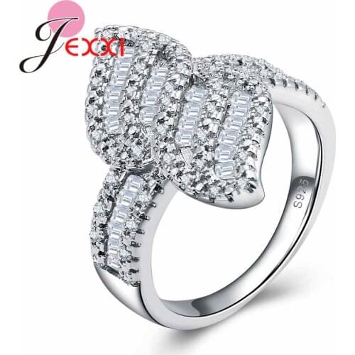 Newest Woman Ring Jewelry 925 Sterling Silver Cubic Zirconia Leaf Crystal Party Wedding Rings Fine Christmas Gifts