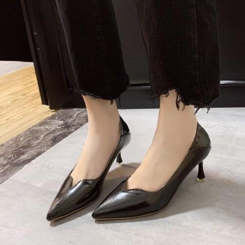 Sexy fashion womens high-heeled shoes New spring and autumn pointed designer patent leather womens shoes high-quality W27-29