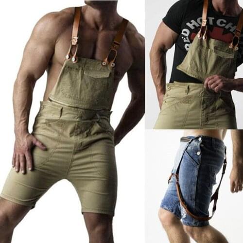 Mens Sexy Straps and jeans Multi-Pocket Rompers Jeans Casual Mens Suspender Fashion Ripped Frayed Jeans Jumpsuits
