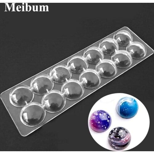 Meibum 14 Cavity 3D Sphere Ball Polycarbonate Chocolate Mold Soccer Confectionery Form Baking Tray Candy Decorating Mould