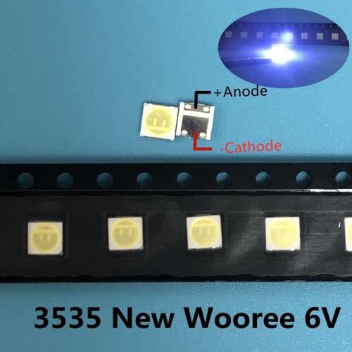500PCS WOOREE LED Backlight 2W 6V 3535 150LM Cool white WM35E2F-YR09B-eA LCD Backlight for TV TV Application