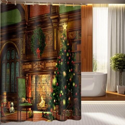 Pretty Scenic Pattern Polyester Fabric Waterproof Shower Curtain Eco-Friendly Bathroom Curtain Home