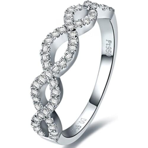 High Quality Man made Hand setting Micro inset Diamonds Ring for Her Platinum 950 Jewelry