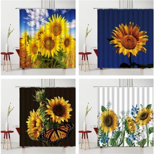 Sunflower Curtain Living Room Curtains Kitchen Curtain Set Curtains In Rooms And Halls Bathroom Bathroom Set Fabric Curtains
