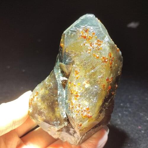 100% Natural Smoked crystal and garnet inside symbiosis home decoration healing energy chakra teaching mineral collection