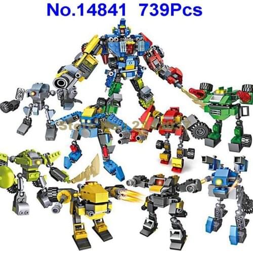 14841 739pcs 8in1 Transformation Robot Holy Sword Shura Building Blocks Toy