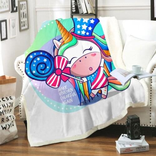 2020 NEW Rainbow Horse Unicorn Blanket 3D Print Sherpa Blanket on Bed Kids Girl Flower Home Textiles Dreamlike Style 06