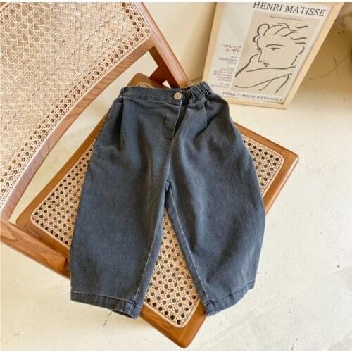 2021 new style girls boys denim long pants autumn fashion kids pants