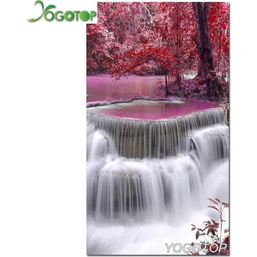 Large Round/square Diamond 5D DIY Diamond Painting Waterfall Red Maple Embroidery Cross Stitch Rhinestone Mosaic Painting YY1653