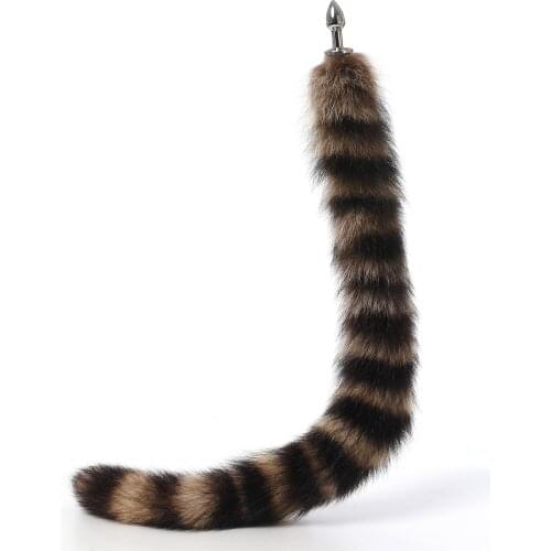 70cm Super long real fox tail anal beads butt plug Metal Flirting erotic coaplay BDSM ass sex toy couple role play game women