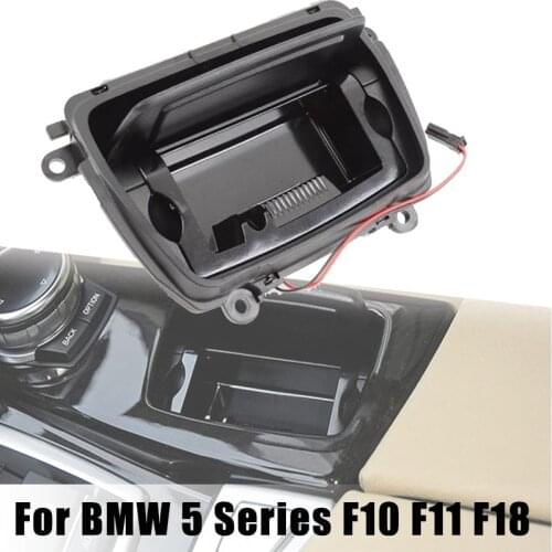 Car Ashtray Front Center Console Ashtray Box Cover Case For BMW 5 Series F10 F11 F18 #51169206347 ABS Black Interior Accessories